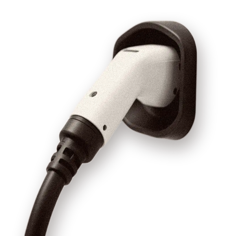 EV charging connector plugged into a socket